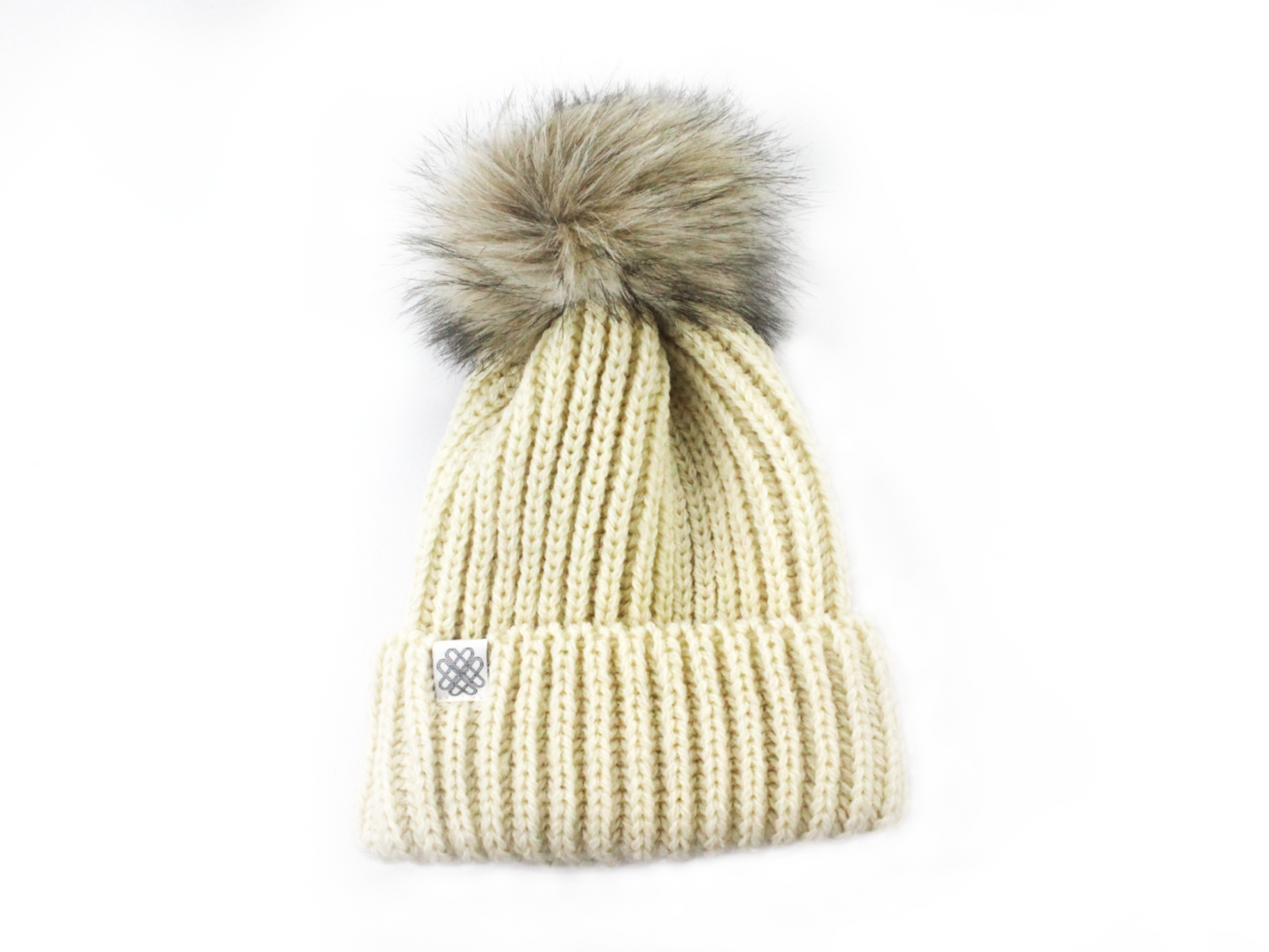 Faux Fur Pom Pom Wool Bobble Hat - Arran Cream
