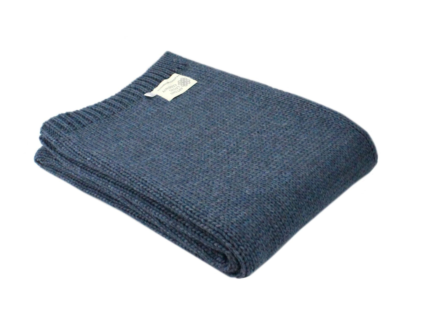 Alpaca Wool Knitted Throw - Navy
