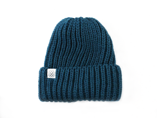 Pure New Wool Beanie Hat - Teal Blue