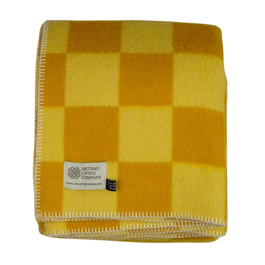 Extra Large Checked Throw - Daffodil Yellow
