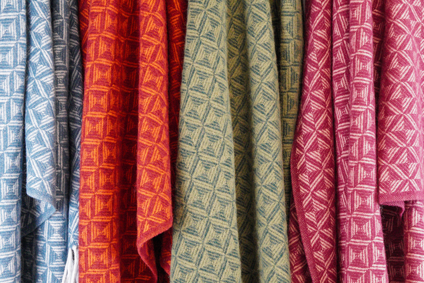 Extra Large Triangle Pure New Wool Throw - Burgundy & Dusky Pink