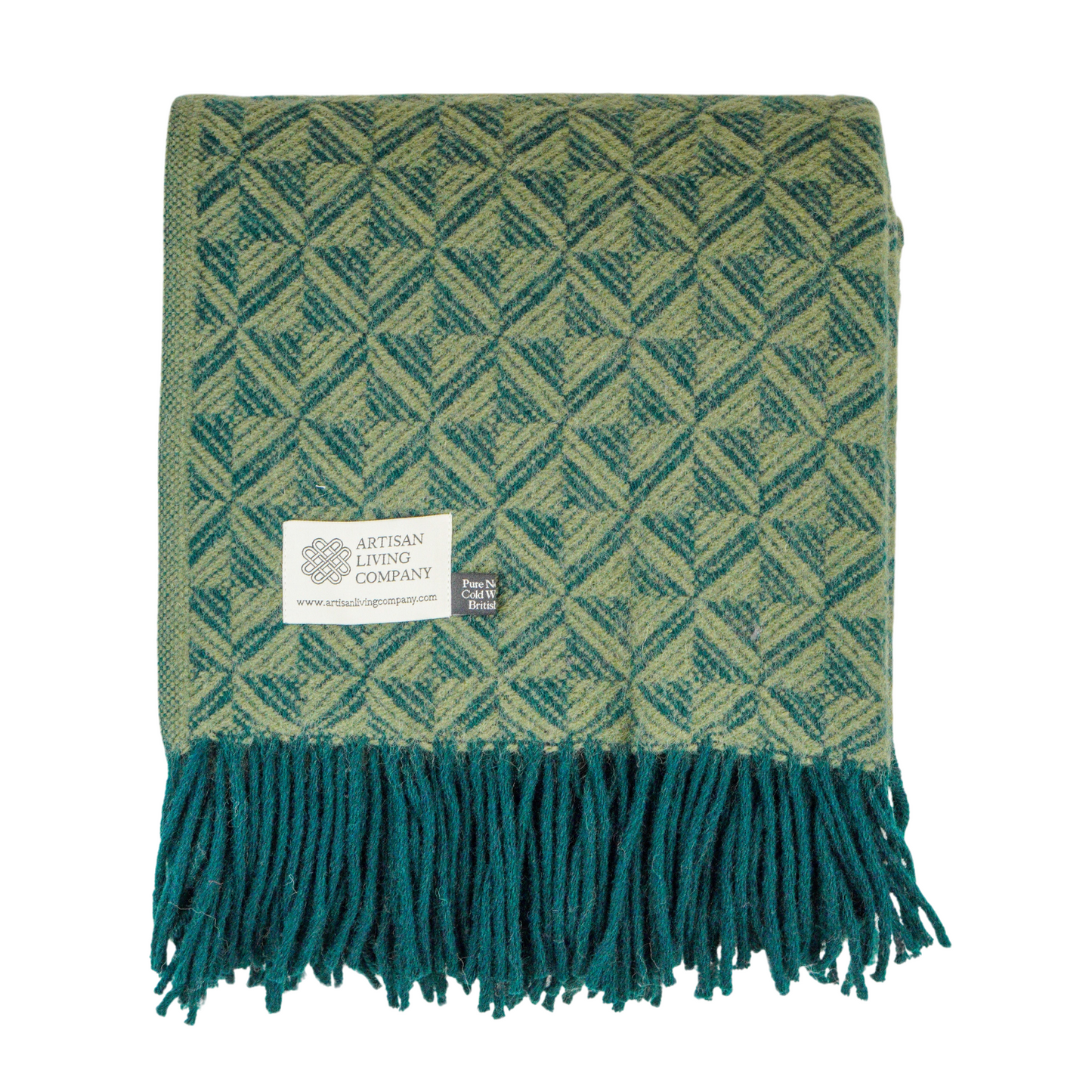 Extra Large Triangle Pure New Wool Throw - Olive & Emerald