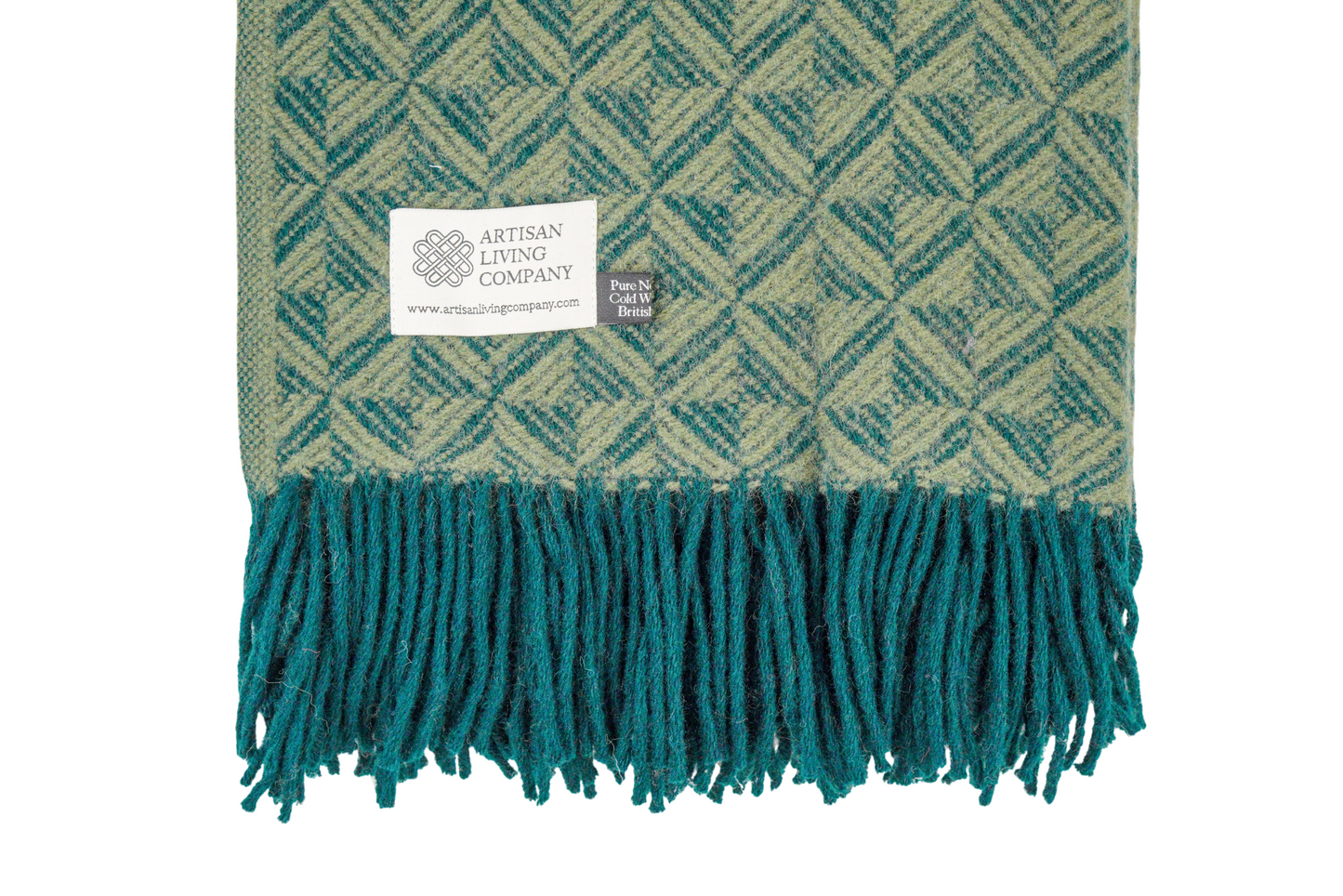 Extra Large Triangle Pure New Wool Throw - Olive & Emerald