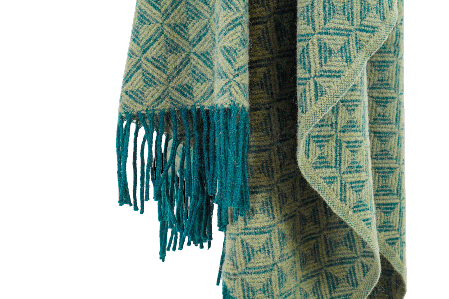 Extra Large Triangle Pure New Wool Throw - Olive & Emerald