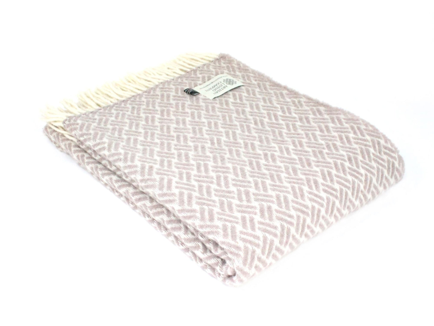 Hatch Weave Pure New Wool Throw - Dusky Pink