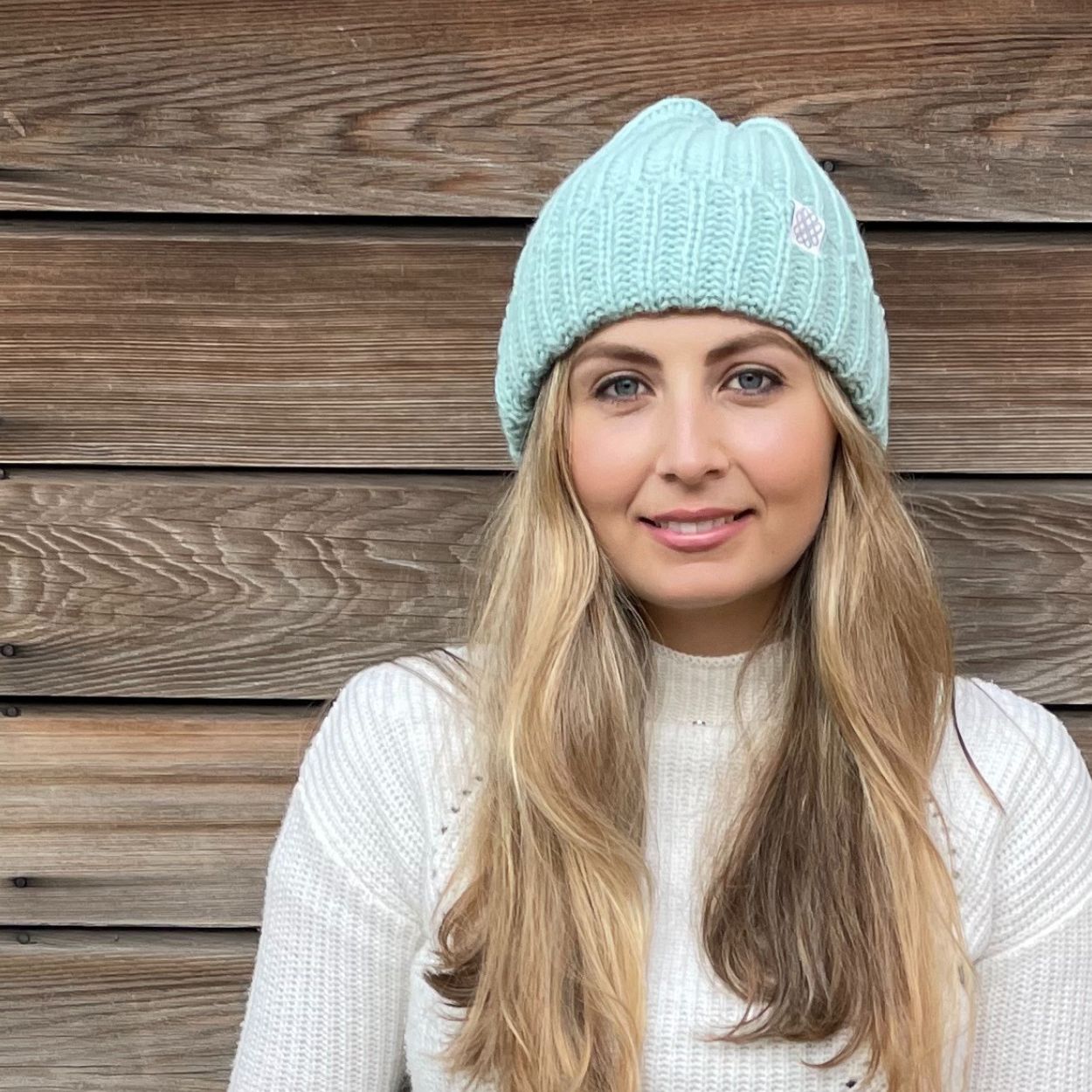 Hand Knitted Alpaca Wool Hat - Mint Green