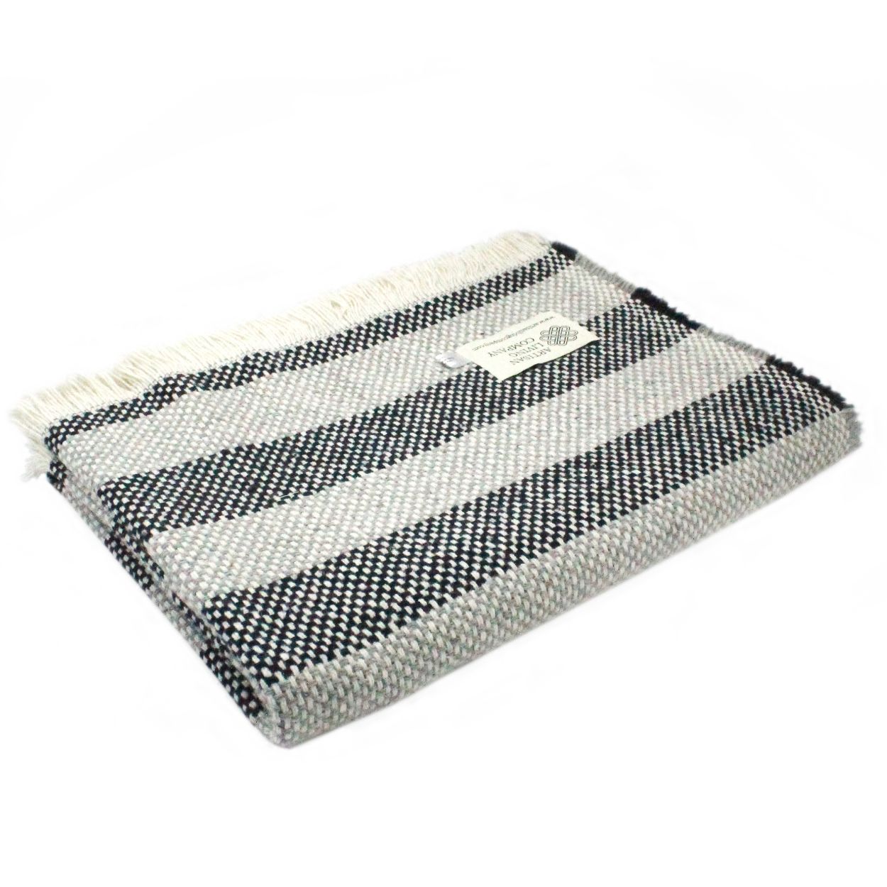 Recycled Wool Throw - Grey & Black Stripe