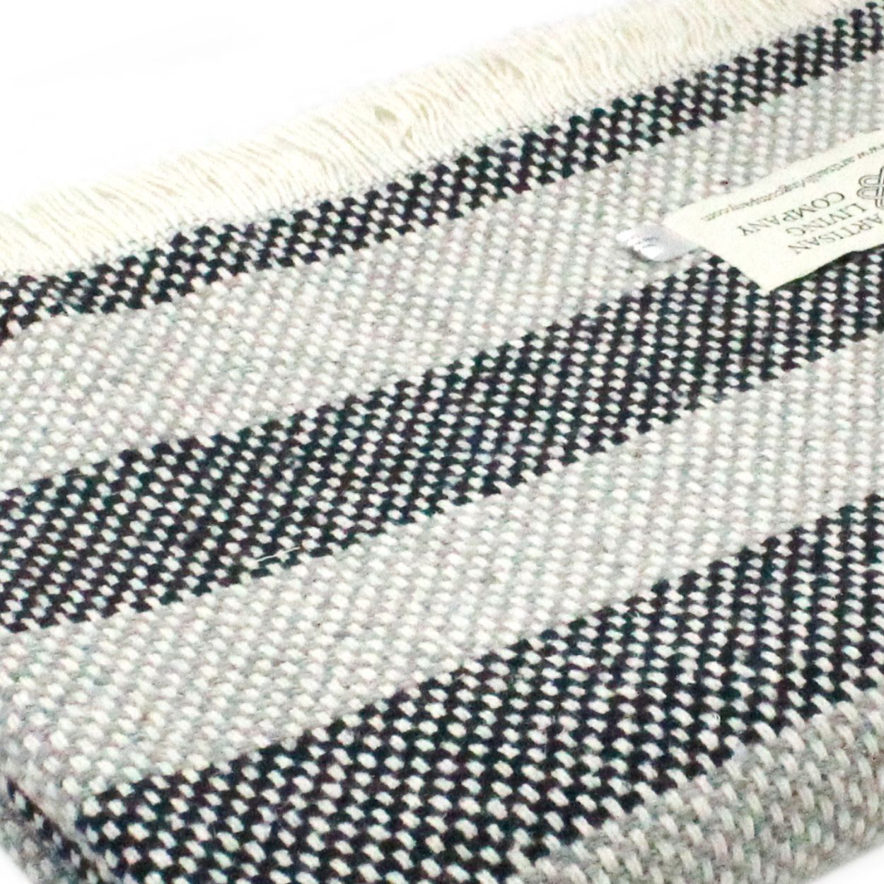 Recycled Wool Throw - Grey & Black Stripe