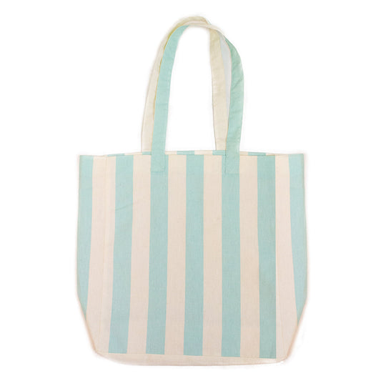 Striped Cotton Shopper Bag - Light Blue