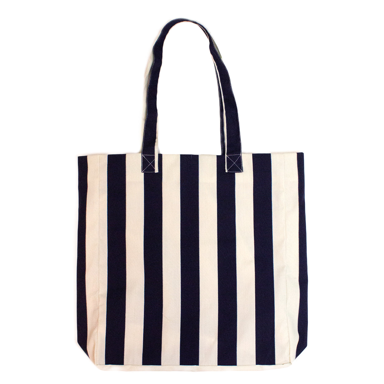 Striped Cotton Shopper Bag - Navy