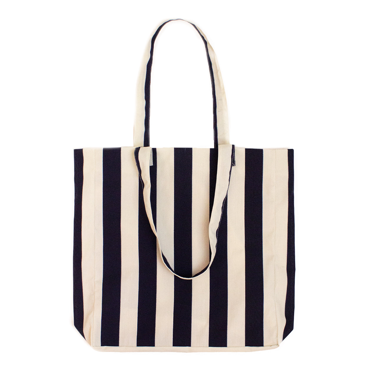 Striped Cotton Shopper Bag - Navy