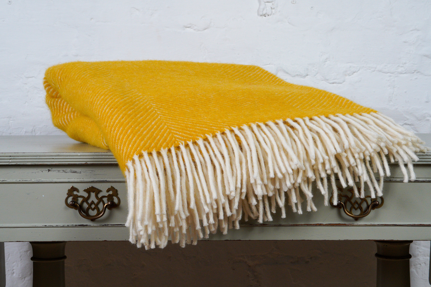 Wide Fishbone Pure New Wool Throw – Yellow
