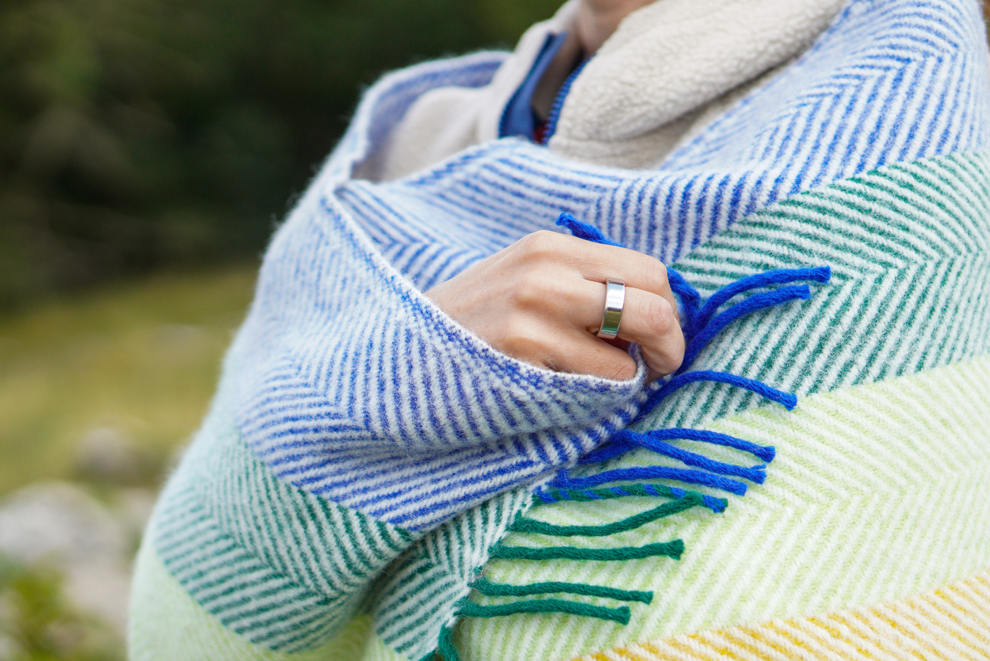 Wide Stripe Rainbow Pure New Wool Throw