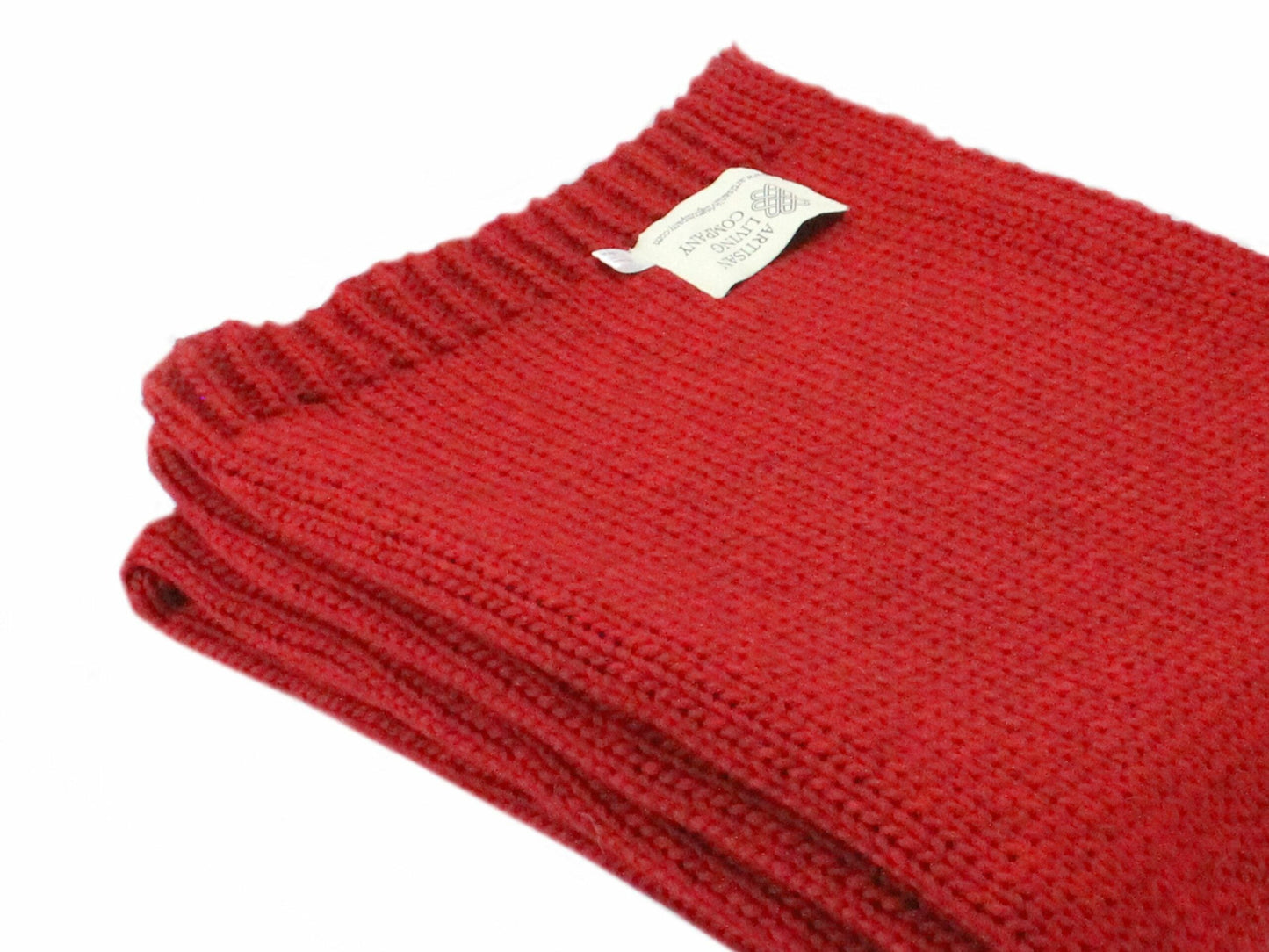 Alpaca Wool Knitted Throw - Red
