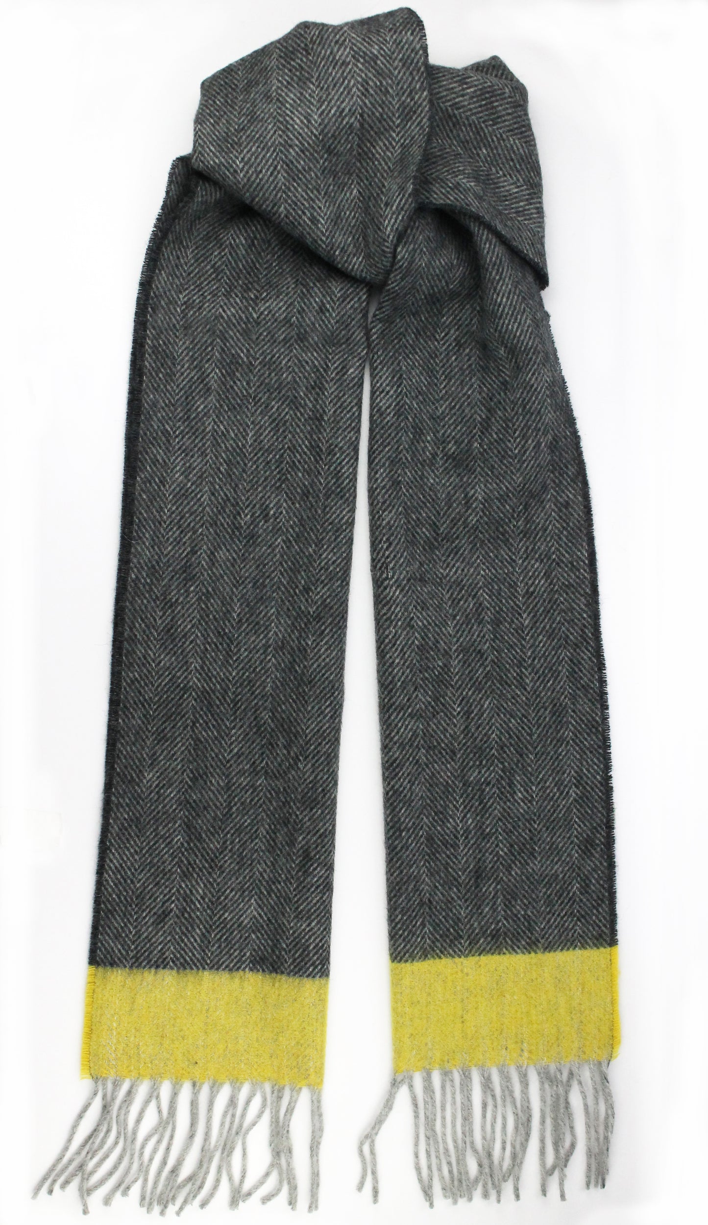 Lambswool Fringed Herringbone Scarf