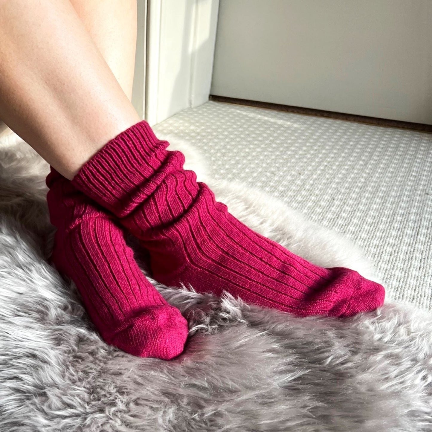 Cosy Merino Wool Socks - Berry Pink