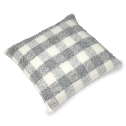 Buffalo Check Pure New Wool Cushion - Grey