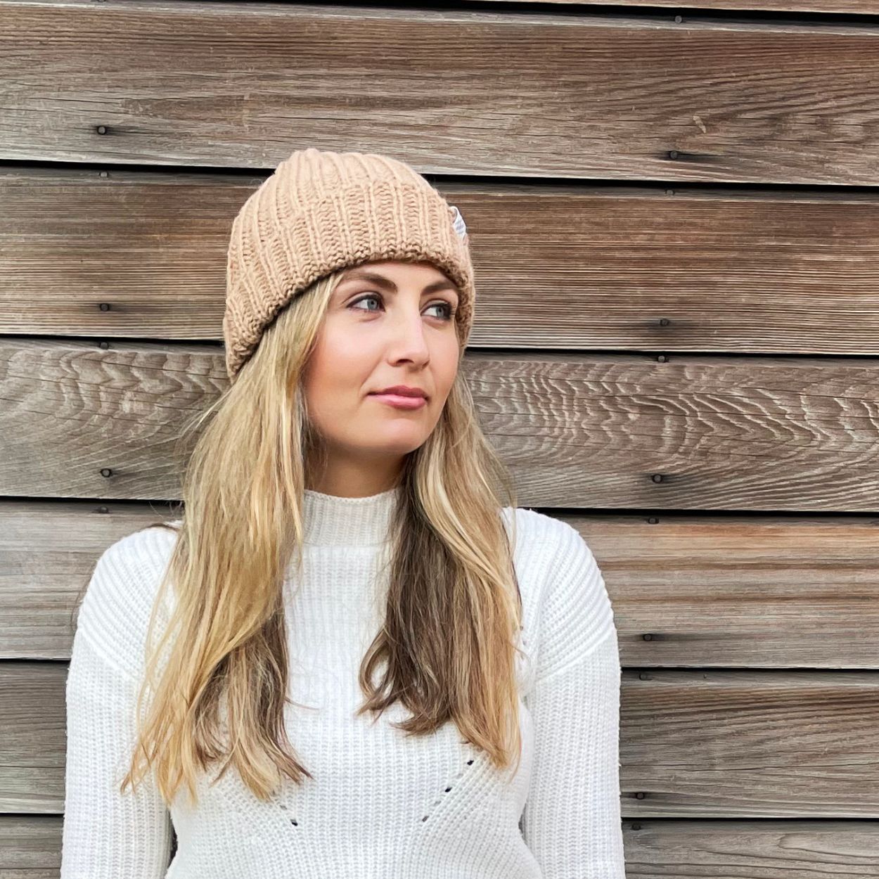 Hand Knitted Alpaca Wool Hat - Camel Brown