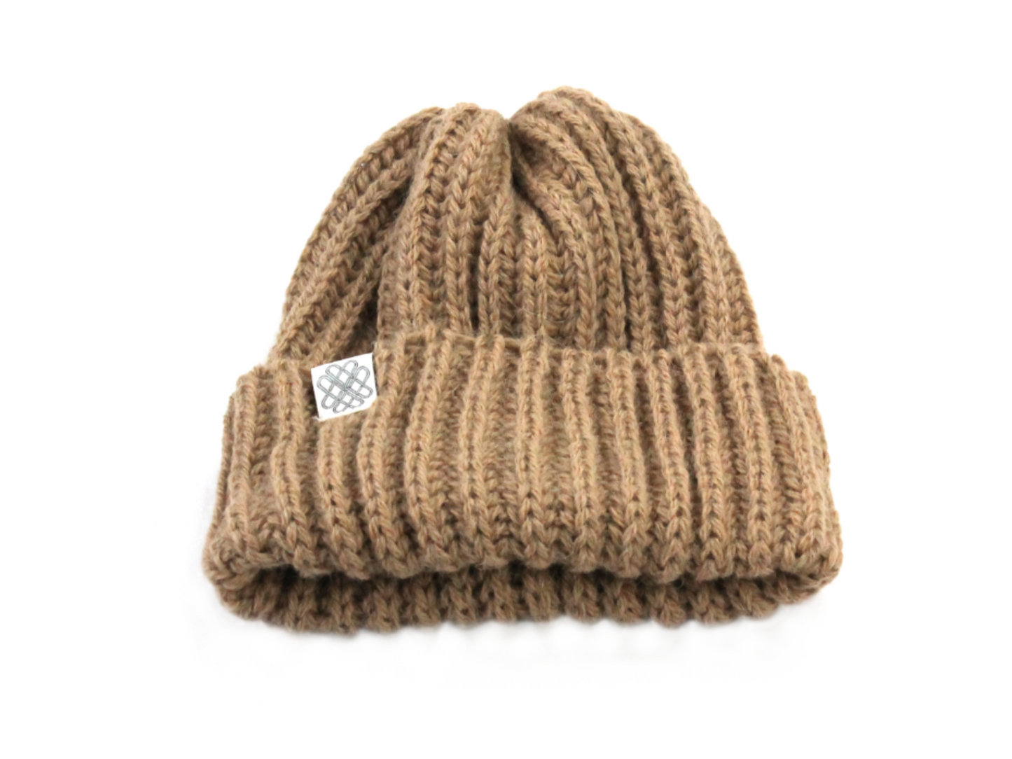 Hand Knitted Alpaca Wool Hat - Camel Brown