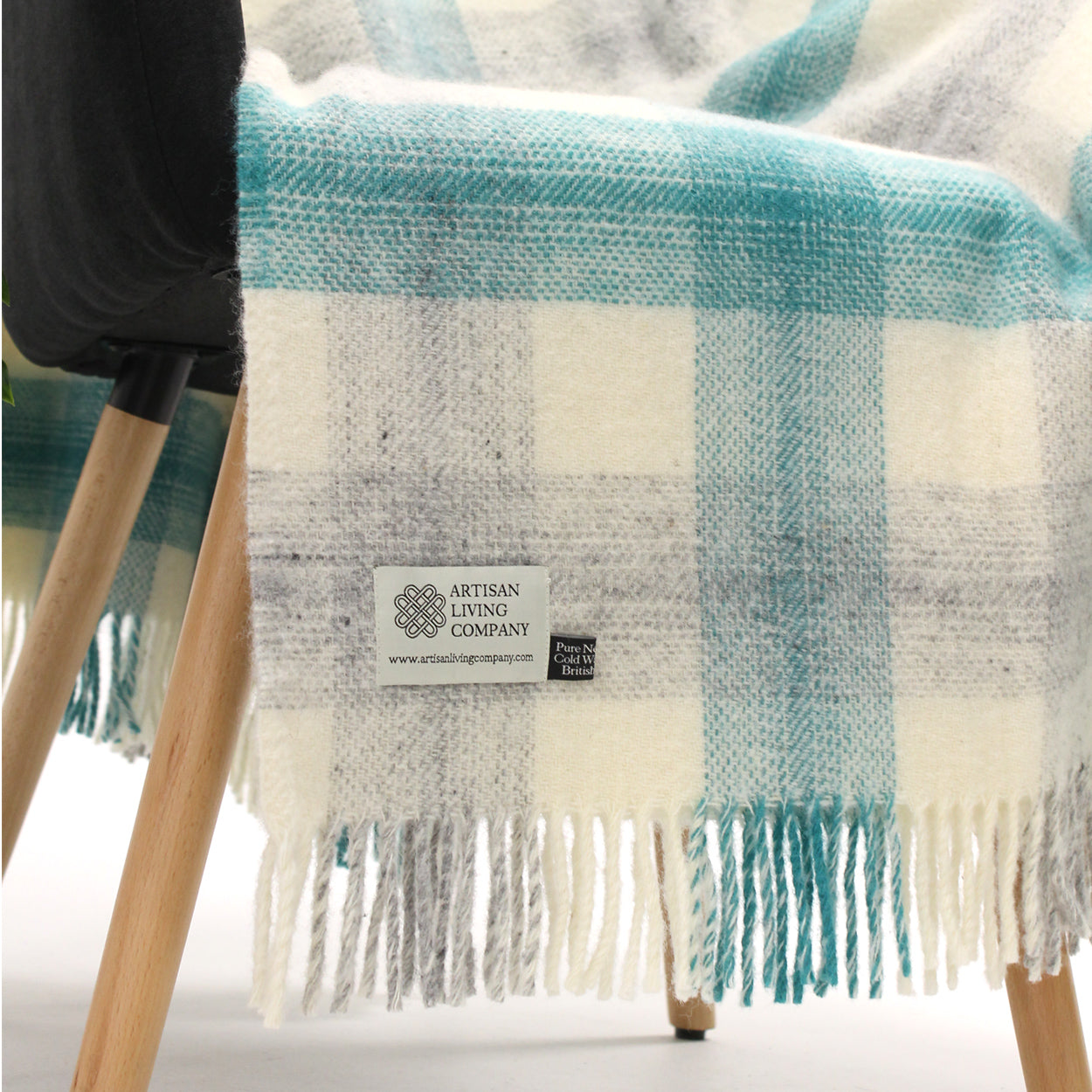 Meadow Check Grey & Cream Pure New Wool Throw