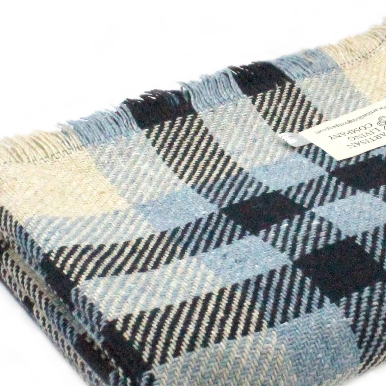 Recycled Wool Throw - Blue Check