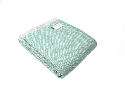 Chunky Weave Pure New Wool Throw - Sea Green