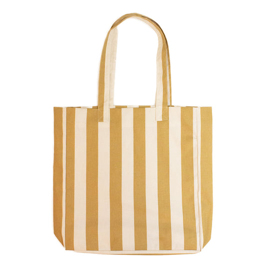 Striped Cotton Shopper Bag - Gold