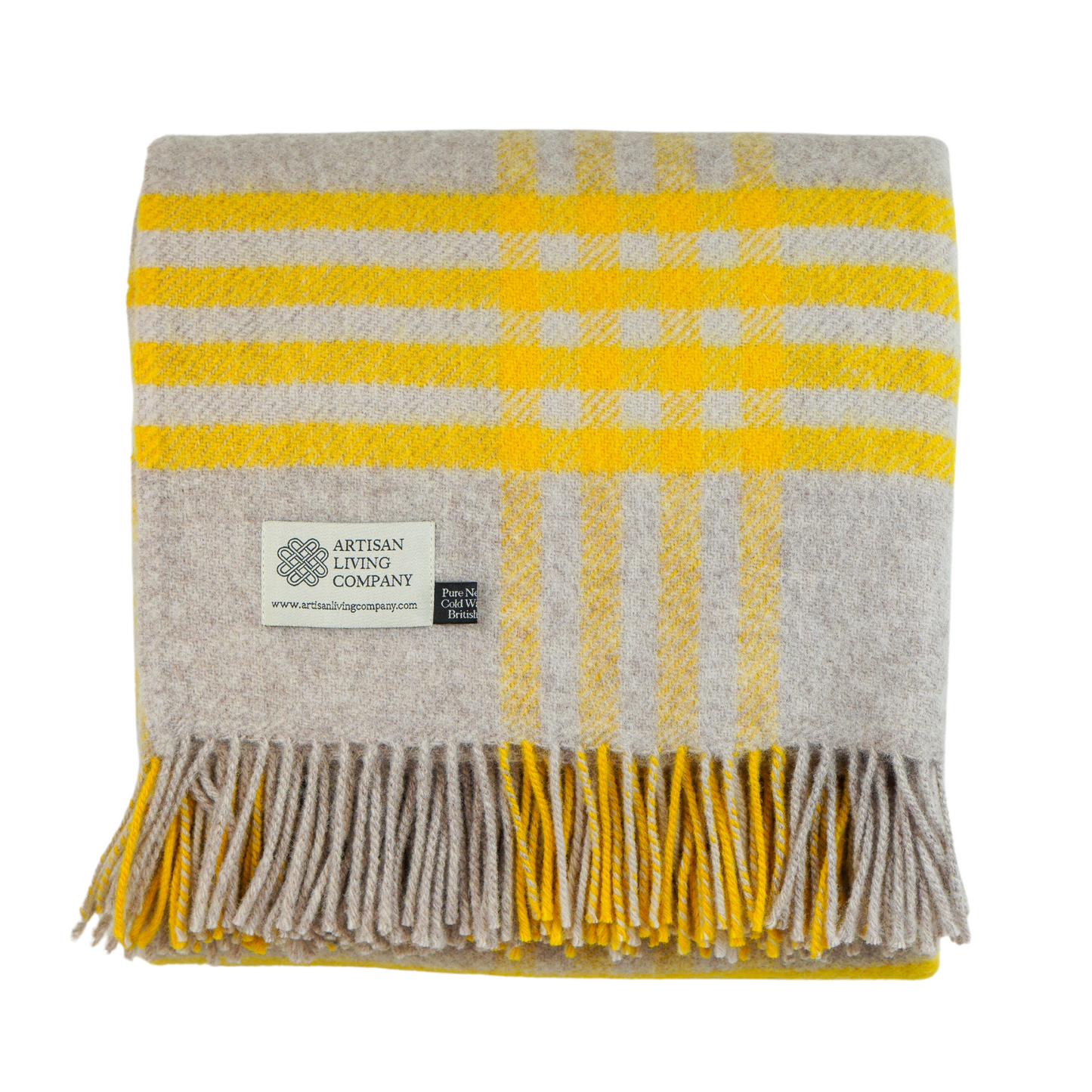 Extra Large Check Pure New Wool Throw - Yellow & Hazel