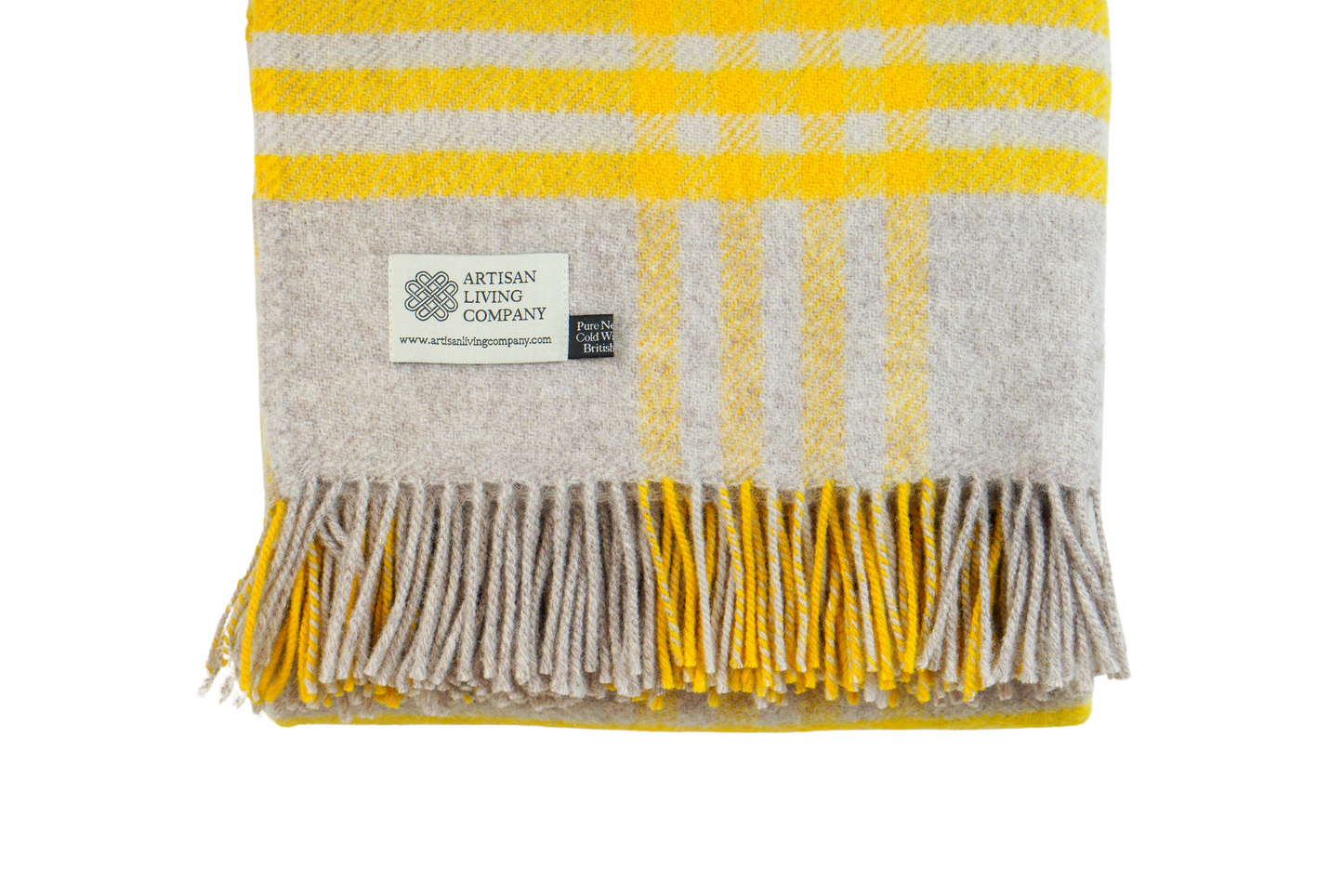 Extra Large Check Pure New Wool Throw - Yellow & Hazel