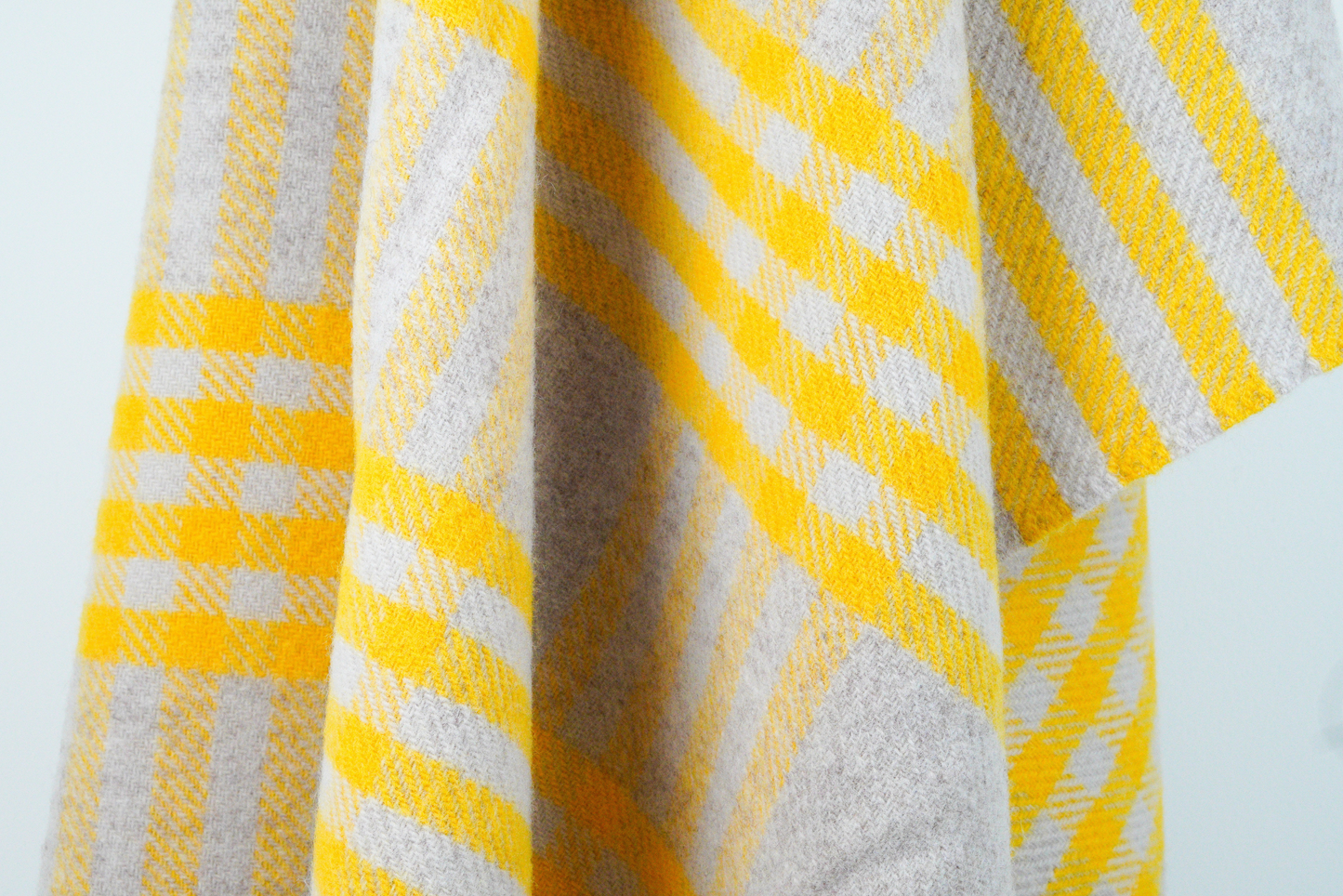 Extra Large Check Pure New Wool Throw - Yellow & Hazel