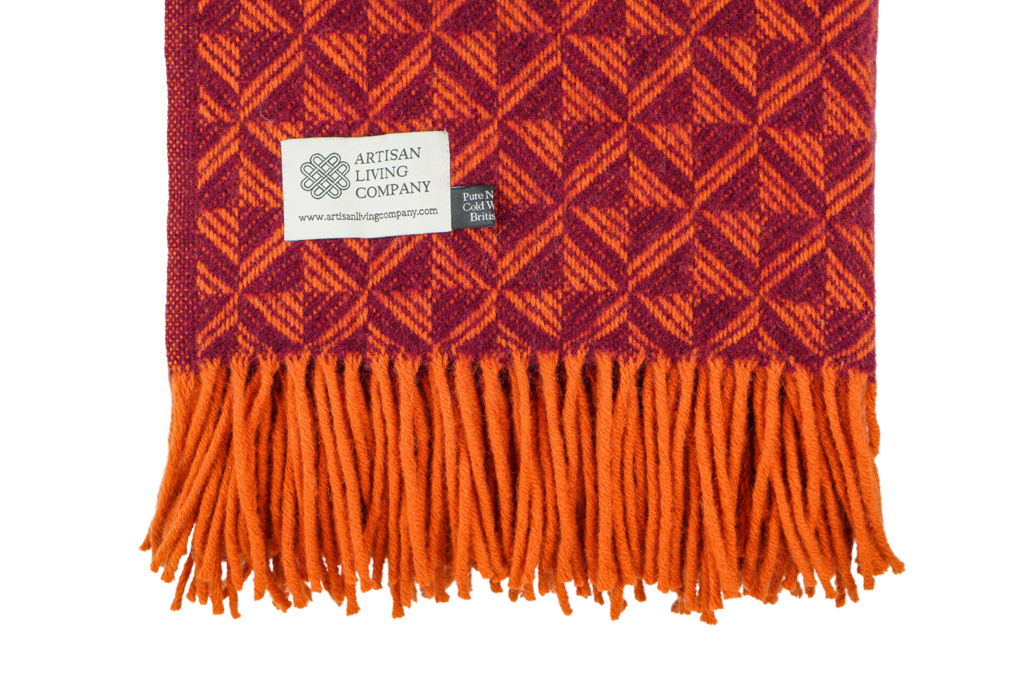 Extra Large Triangle Pure New Wool Throw - Burgundy & Orange