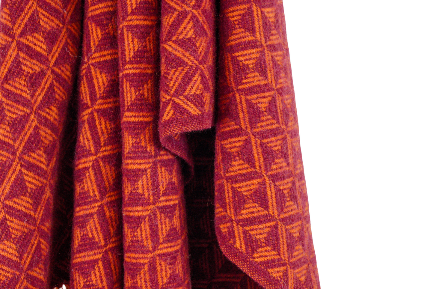 Extra Large Triangle Pure New Wool Throw - Burgundy & Orange