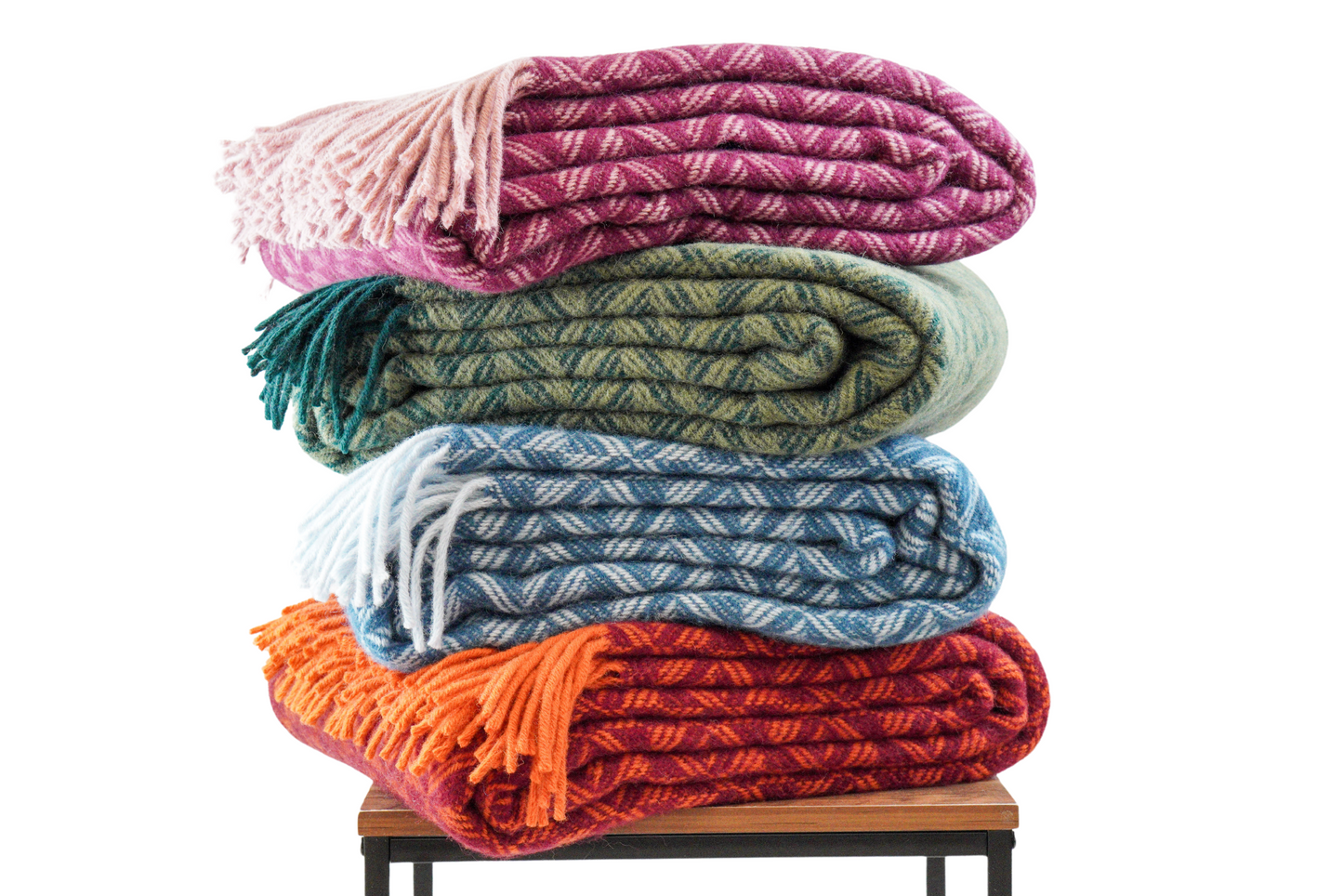 Extra Large Triangle Pure New Wool Throw - Burgundy & Orange