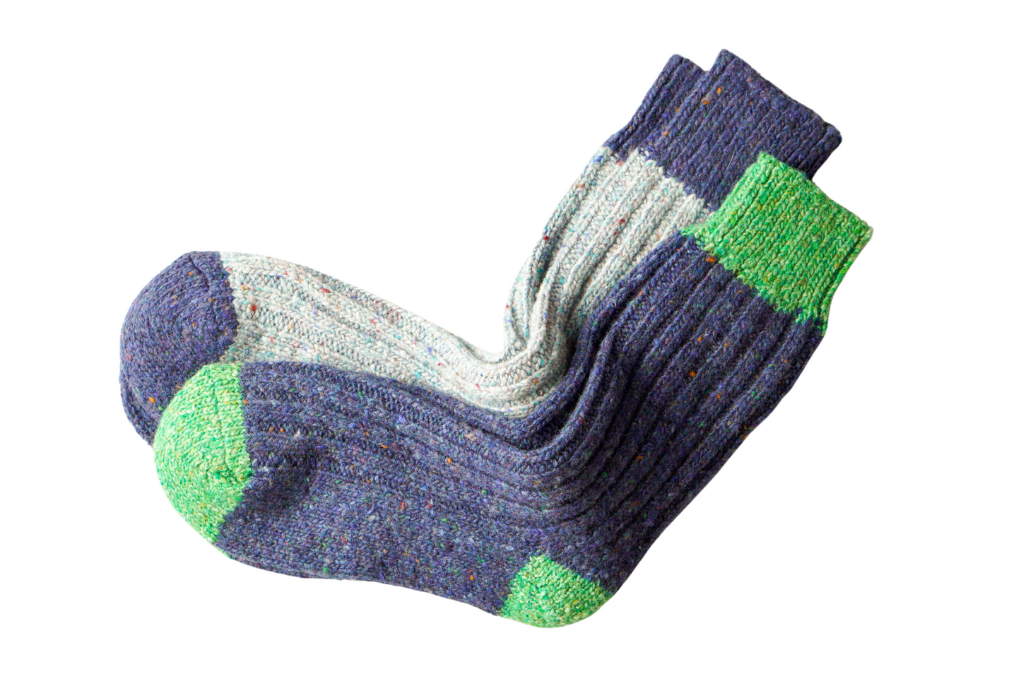 Cosy Pure New Wool Fleck Socks - Grey & Blue