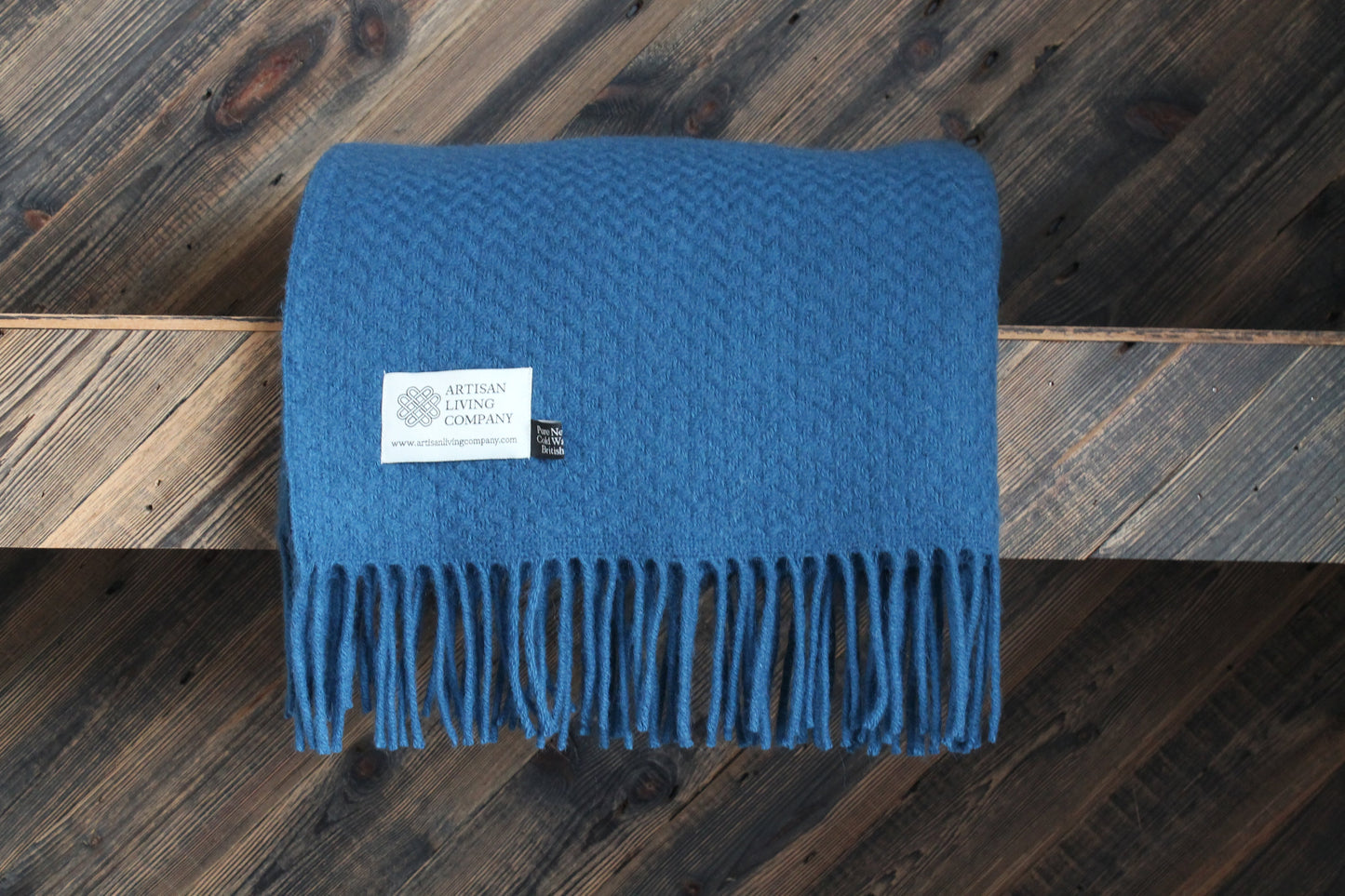 Wafer Pure New Wool Throw - Ink Blue