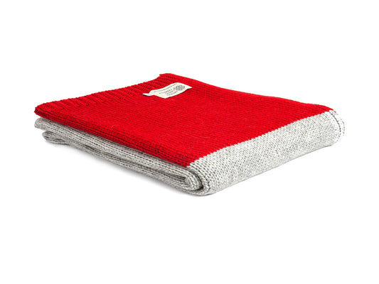 Alpaca Knitted Panel Red & Silver Throw