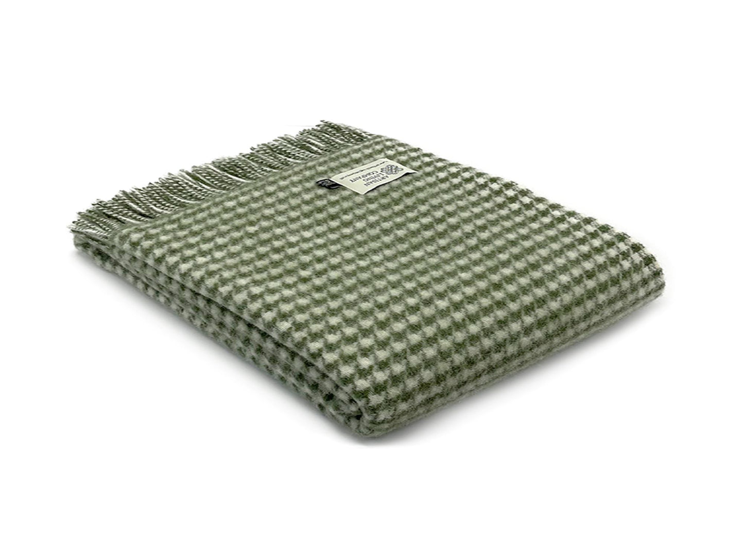 Houndstooth Olive Pure New Wool Throw