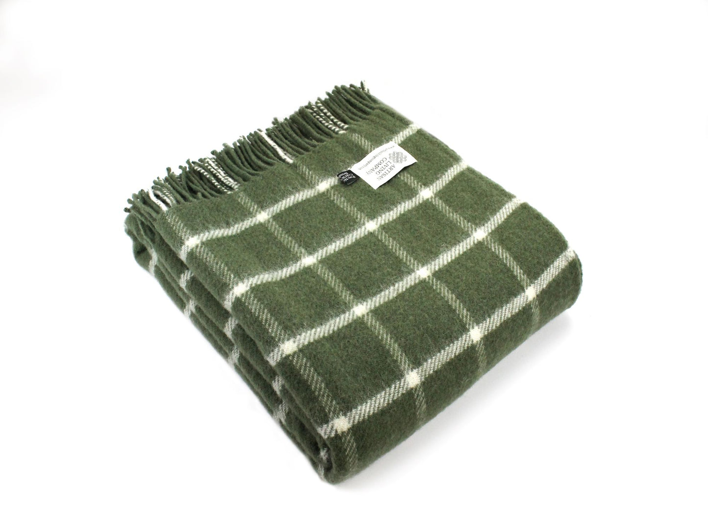 Olive Check Pure New Wool Throw