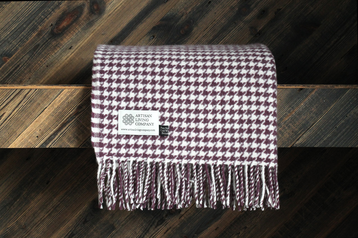 Houndstooth Olive Pure New Wool Throw