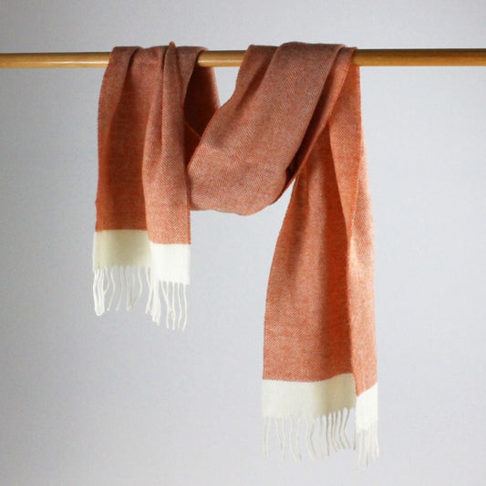 Lambswool Fringed Herringbone Scarf