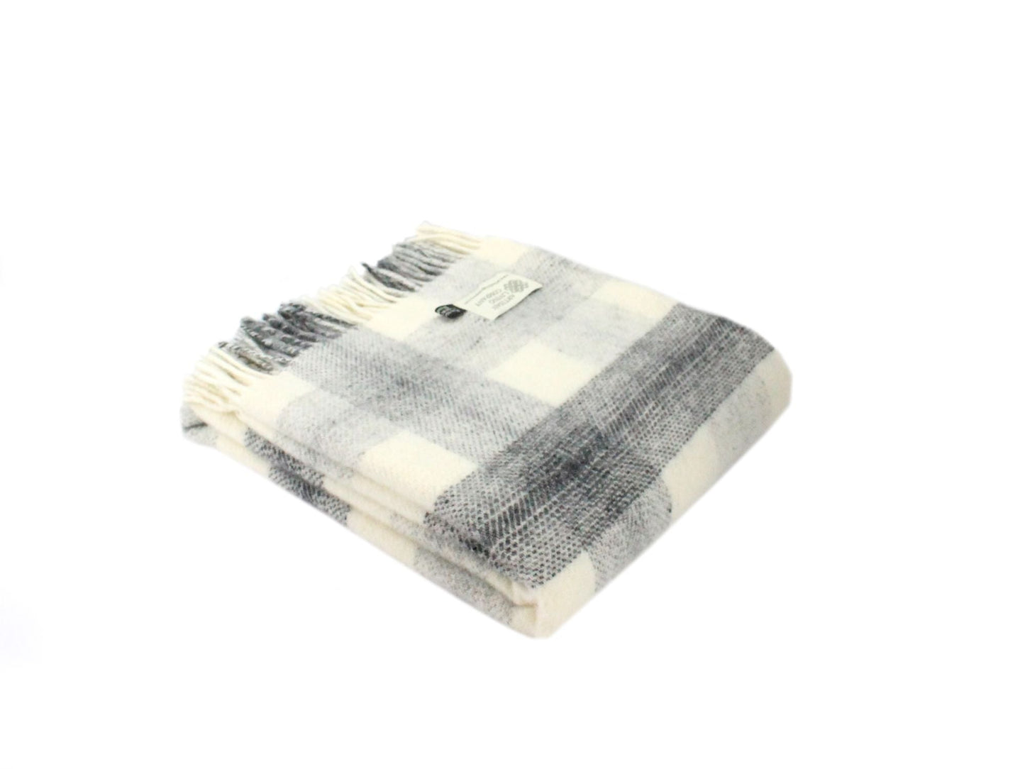 Meadow Check Grey & Cream Pure New Wool Throw