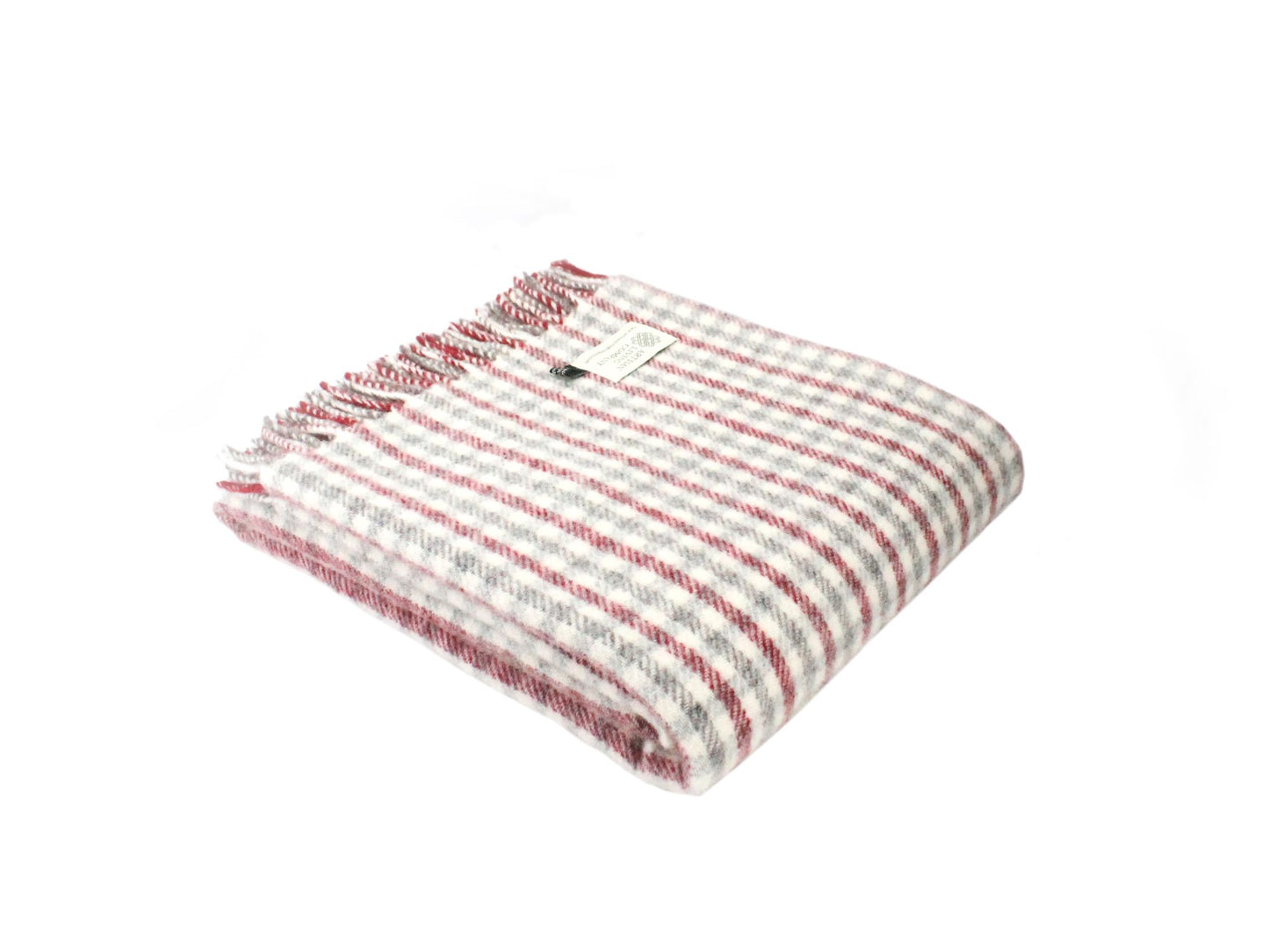 Red & Grey Check Pure New Wool Throw
